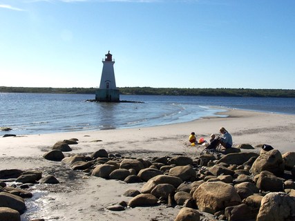 Sandy Point Lighthouse Beach in Shelburne Nova Scotia