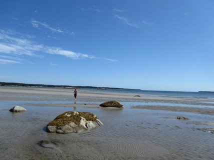 Nova Scotia, Port Joli, sand flats, white sandy beach, rocky outcrops, beach